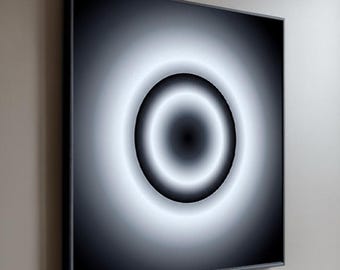 Lenticular  Wall Art, Black and White Sphere, Minimalist Optical Illusion, Kinetic Decor