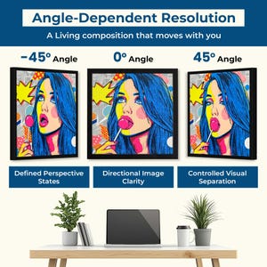 Lenticular Pop Art Lollipop Wall Art, 3D Lollipop Girl Wall Art, Colorful Modern Retro Comic Home Decor, Gift for Her, Valentine Wall Art image 3