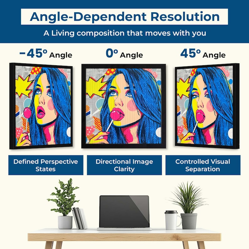Lenticular Pop Art Lollipop Wall Art, 3D Lollipop Girl Wall Art, Colorful Modern Retro Comic Home Decor, Gift for Her, Valentine Wall Art image 3