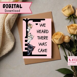 Carte de joyeux anniversaire pour les amoureux des chats, carte d'anniversaire imprimable, carte de femme chat, téléchargement numérique instantané PDF 5 x 7, carte de joyeux anniversaire,
