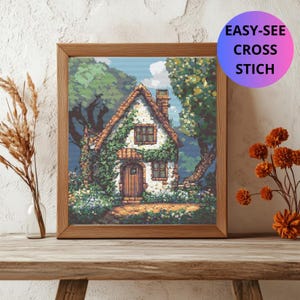 Personalized size Fairy House Cross Stitch Pattern Instant PDF Download  Hand Embroidery
