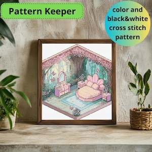 Fairy Bedroom Cross Stitch Pattern | Whimsical Fantasy Room Embroidery Chart | Cute Pastel Needlework PDF