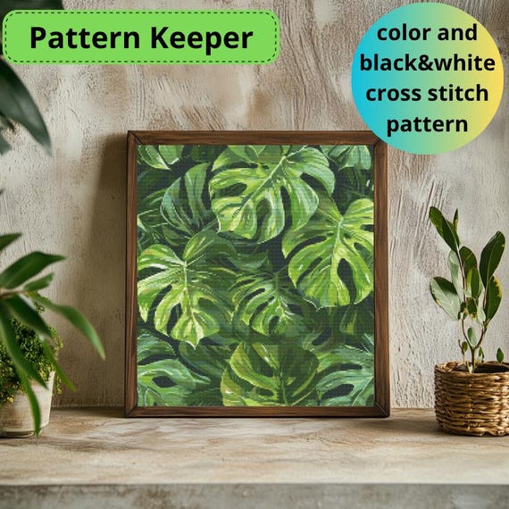 Monstera Cross Stitch Pattern PDF | Pixel Art Plant Embroidery Chart |  Tropical Leaf Repeating Design - Etsy Australia