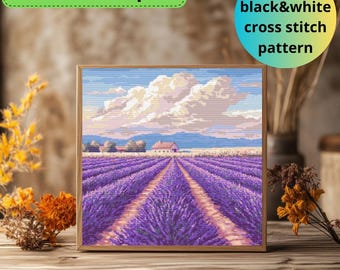 Lavender Field Cross Stitch Pattern | Provence Landscape (PDF Pattern)