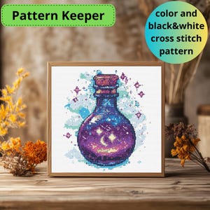 Elixir of Dreams Cross Stitch Pattern | Galaxy Potion Bottle PDF | Fantasy Embroidery Design| Alchemy Art Gift | Digital Download |