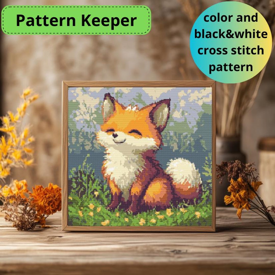 Fox Cross Stitch Pattern | Painterly Forest Animal Needlework (PDF ...