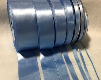 Baby Blue Double Sided Satin Ribbon - Made in France (7 Widths to choose from)