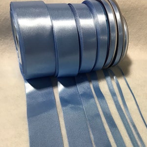 Baby Blue Double Sided Satin Ribbon - Made in France (7 Widths to choose from)