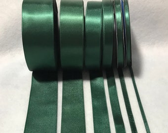 Forest Green Double Sided Satin Ribbon - Made in France (7 Widths to choose from)