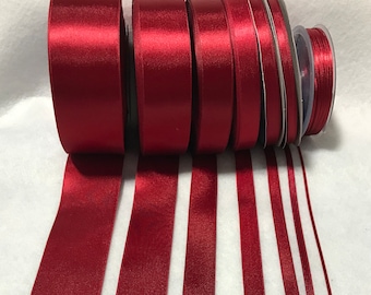 Burgundy Red Double Sided Satin Ribbon - Made in France (7 Widths to choose from)