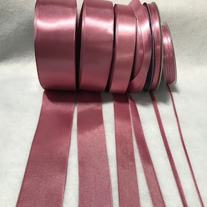 Dusty Rose Double Sided Satin Ribbon - Made in France (7 Widths to choose from)