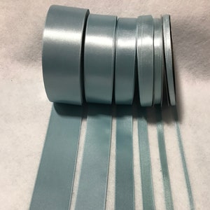 Dusty Light Blue Double Sided Satin Ribbon - Made in France (6 Widths to choose from)