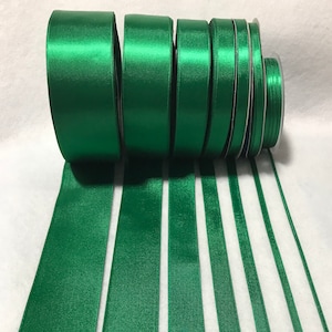 Emerald Green Double Sided Satin Ribbon Made in France 7 Widths to choose from image 1