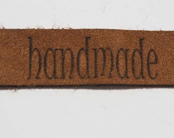 Handmade Brown Lambskin Leather Laser Cut Tags 2 Pc