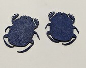 Scarab - Laser Cut Shapes 2 Pc - Blue Lambskin Leather