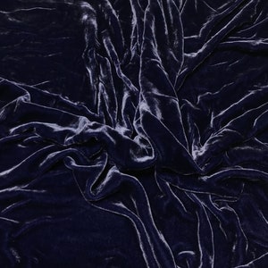 MIDNIGHT BLUE Handgefärbter Seidensamtstoff