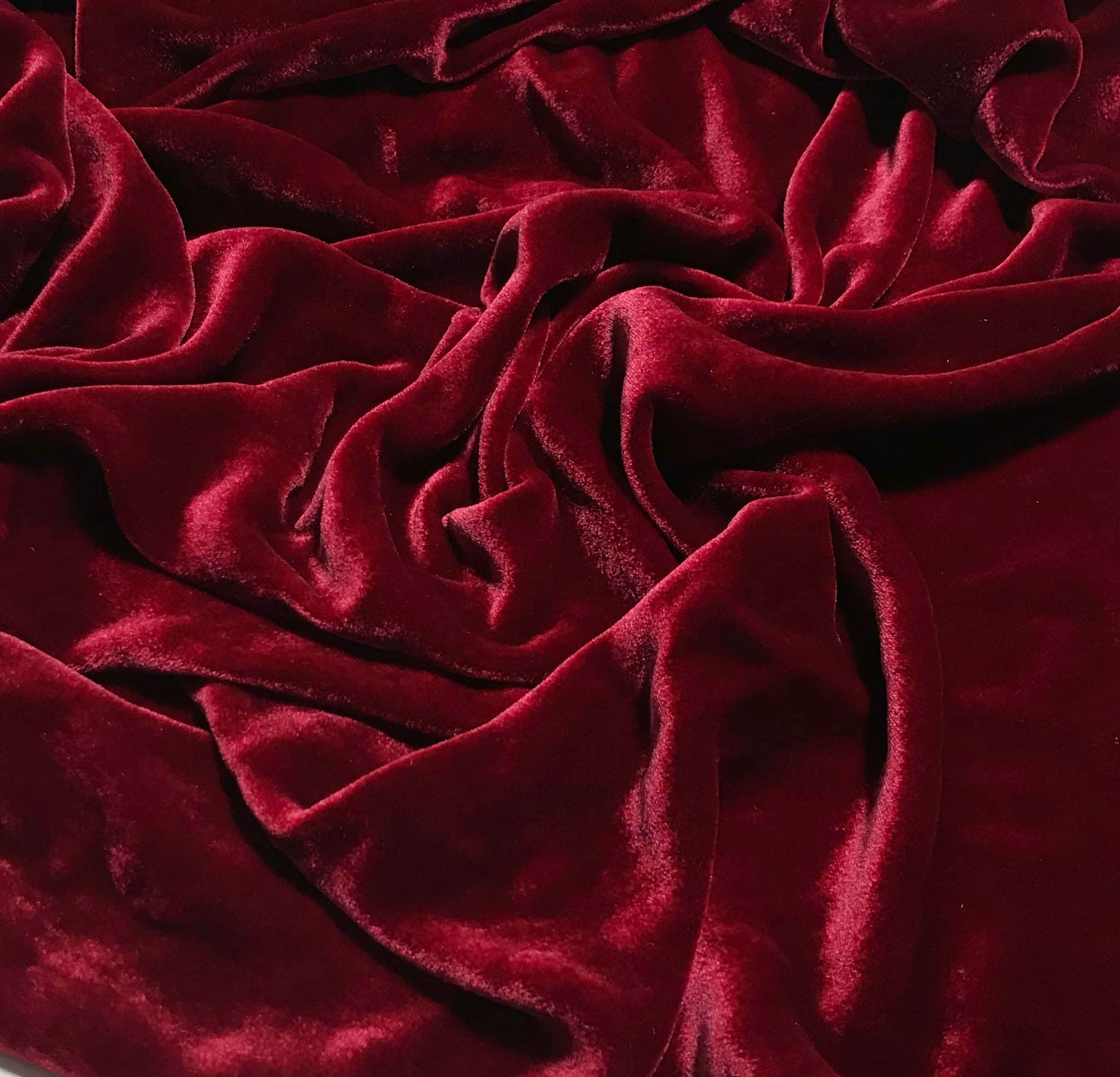 Dark Red Stretch Velvet Fabric 60'' Wide by the Yard for Sewing Apparel  Costumes Craft 