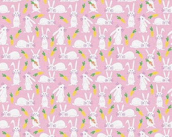 Bunny Trail - Bunnies & Carrots Pink - Paintbrush Studio Cotton Fabrics