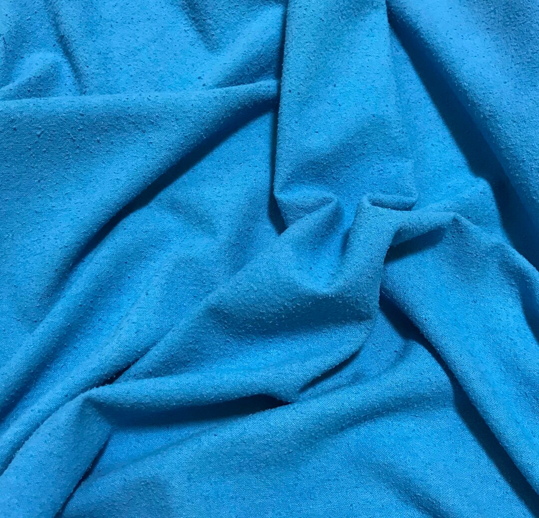 CERULEAN BLUE Hand Dyed Raw Silk NOIL Fabric - Etsy