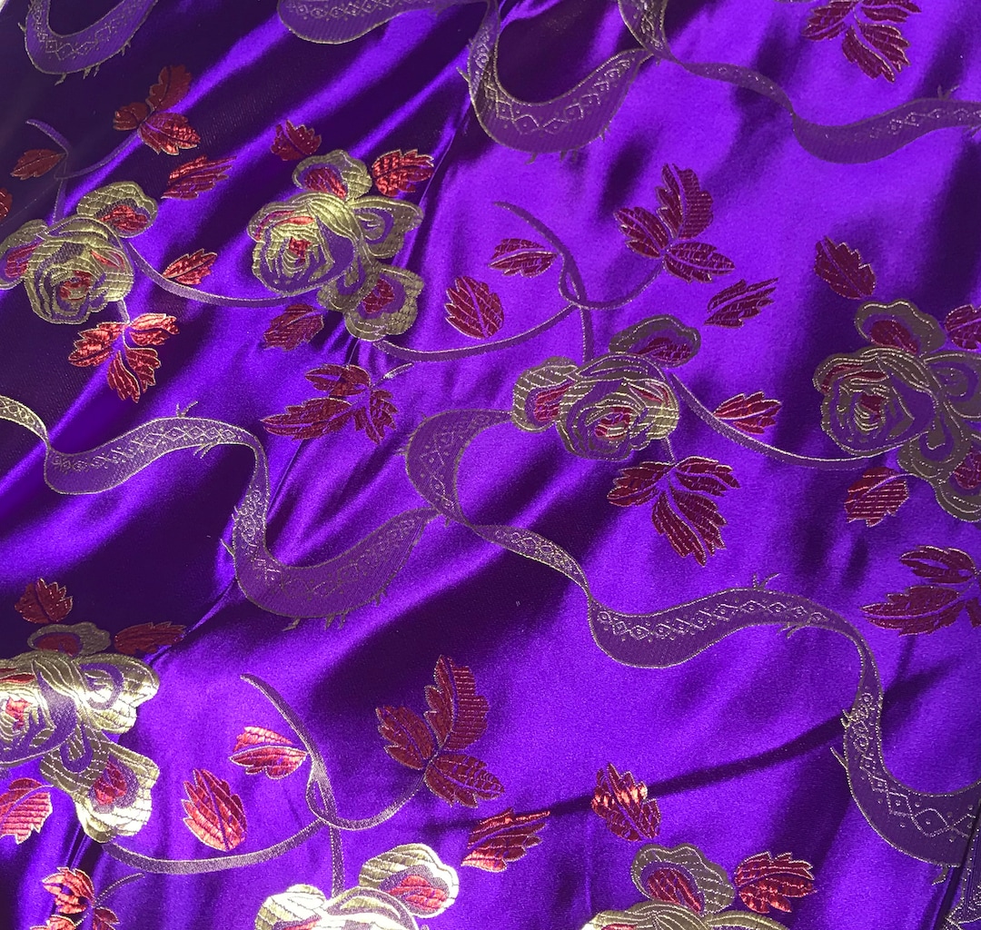 Royal Purple/Gold Silk Brocade JV-1522 Fabric main image 1