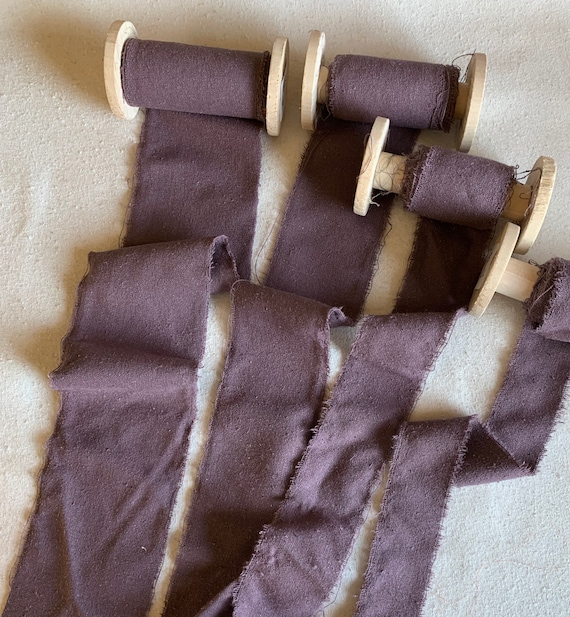 plum none - Dusty Plum 100% Silk Noil Ribbon ( 4 Widths to choose from)