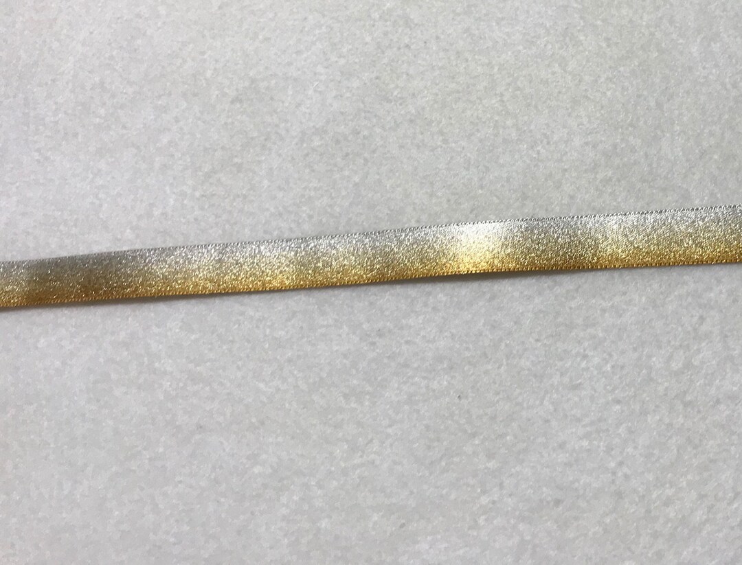 Gold Rib Trim Gold & Silver Ombre Metallic Double Sided Satin Ribbon Trim Made in ...