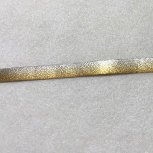 Gold & Silver Ombre Metallic Double Sided Satin Ribbon Trim Made in France 9/16&quot; wide
