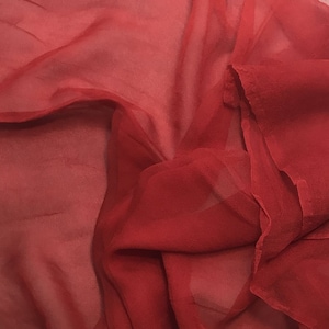 Hand Dyed SCARLET RED - Silk Gauze Chiffon Fabric