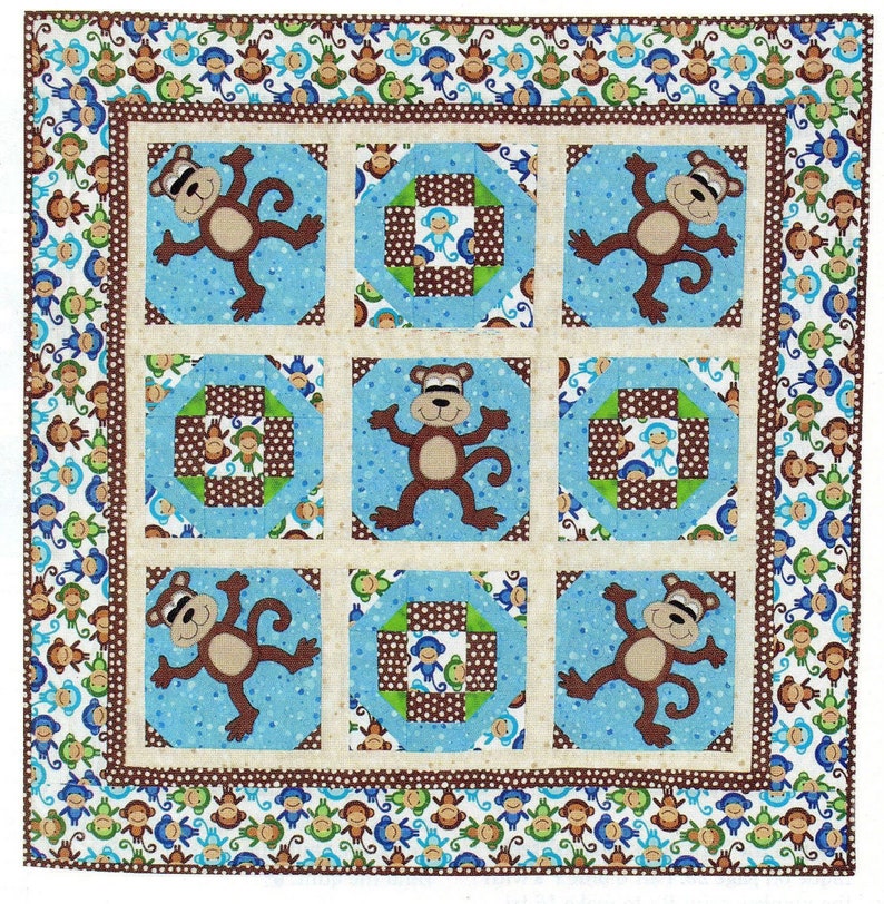 Tumbling Monkeys Quilt Pattern by the Whimsical Etsy