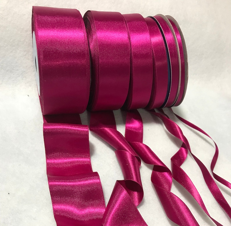Raspberry Pink Double Sided Satin Ribbon Made in France 6 - Etsy