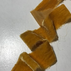 Hand Dyed Gold Silk Velvet Ribbon ( 4 Widths to choose from)