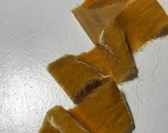 Hand Dyed Gold Silk Velvet Ribbon ( 4 Widths to choose from)