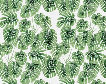 Modern Botanicals - Monstera Leaves Green - Paintbrush Studio Cotton Fabrics