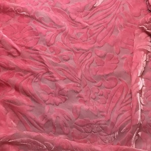 BUBBLEGUM PINK Floral Burnout Hand Dyed Silk Velvet Fabric