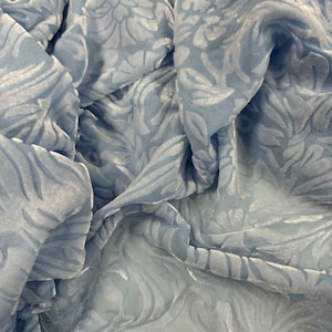 CORNFLOWER BLUE Floral Burnout Hand Dyed Silk Velvet Fabric