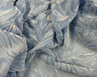 CORNFLOWER BLUE Floral Burnout Hand Dyed Silk Velvet Fabric