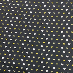 White & Green Hearts on Black - Avalana - Stof Fabrics - Jersey Cotton Knit