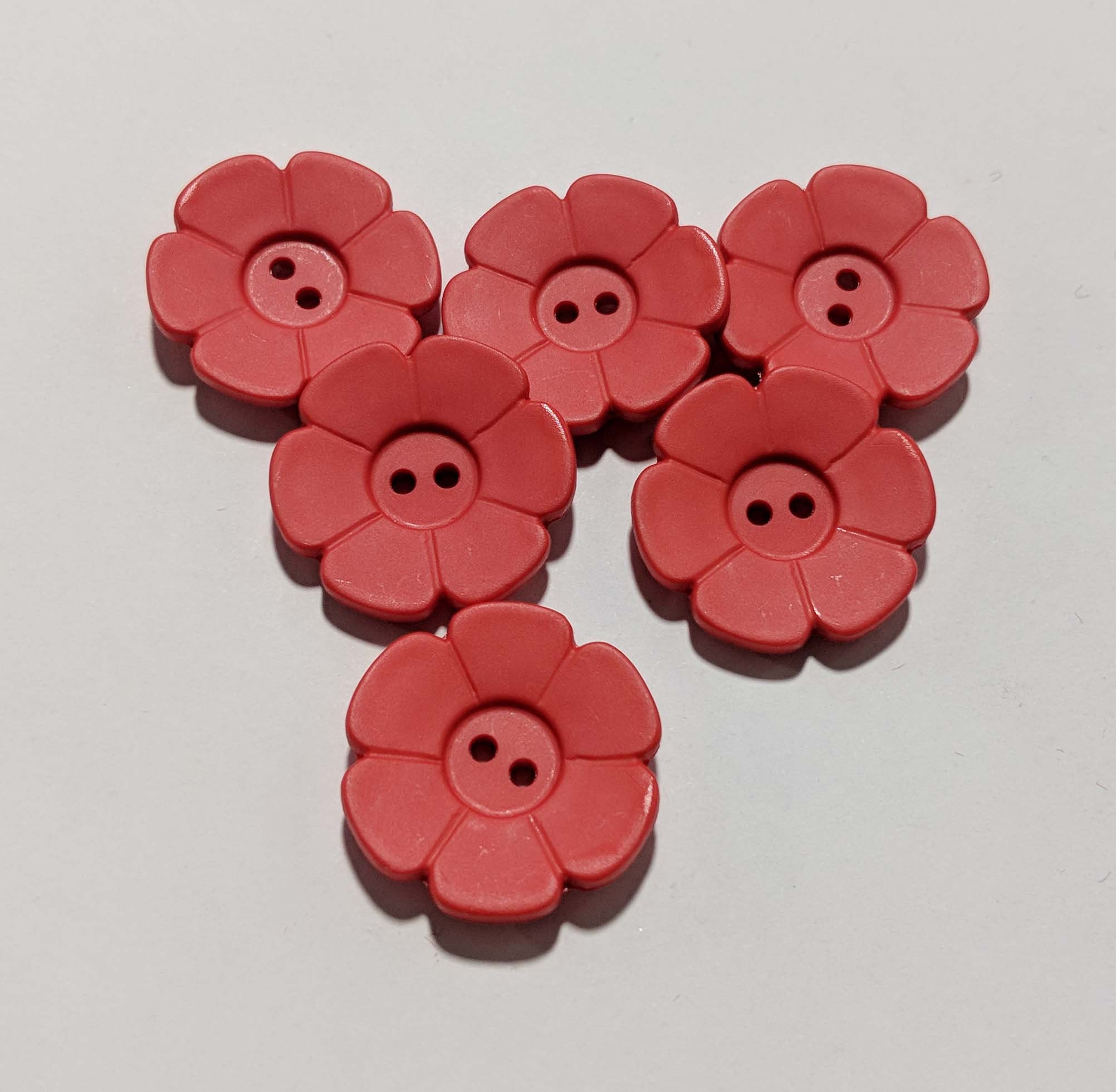 Flower button - Size: 28mm - Color: red - Art.No. 340708