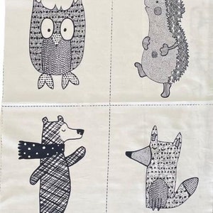 Woodland Animals Panel - Stof Cotton Fabric 18&quot;x45&quot;