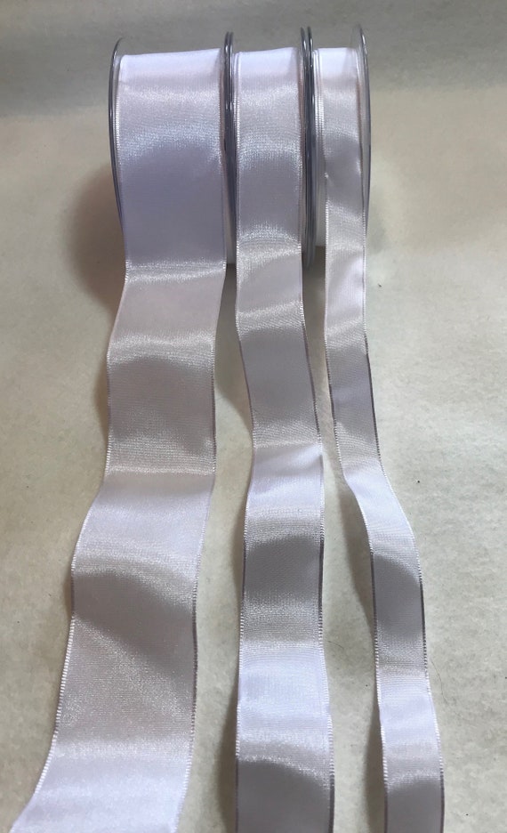 white none - White Wired Taffeta Ribbon - Made in France (3 Widths to choose from)