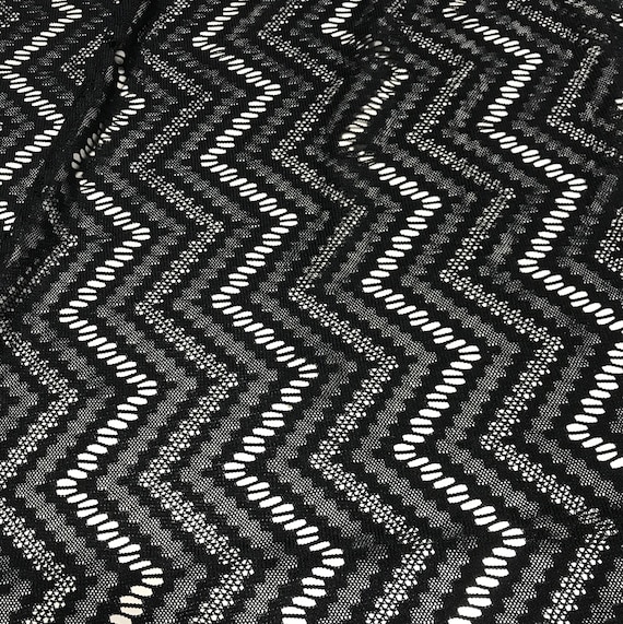 Navy Chevron Crochet Stretch Lace Nylon Fabric | Etsy