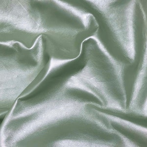 Metallic Pale GREEN Supple Lambskin Leather Whole Hide 1 Square Foot