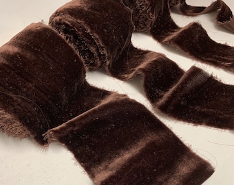 Chocolate Brown Silk Velvet Ribbon ( 4 Widths to choose from)