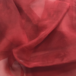 Hand Dyed DEEP SCARLET RED - Silk Organza Fabric