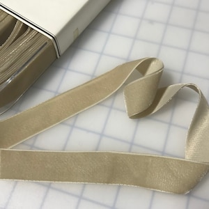 Vintage Satin Back VELVET Ribbon - Ecru -by the yard 15/16&quot; wide