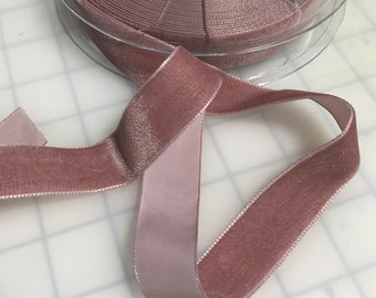 French VELVET Ribbon MAUVE by the yard 7/8 inch