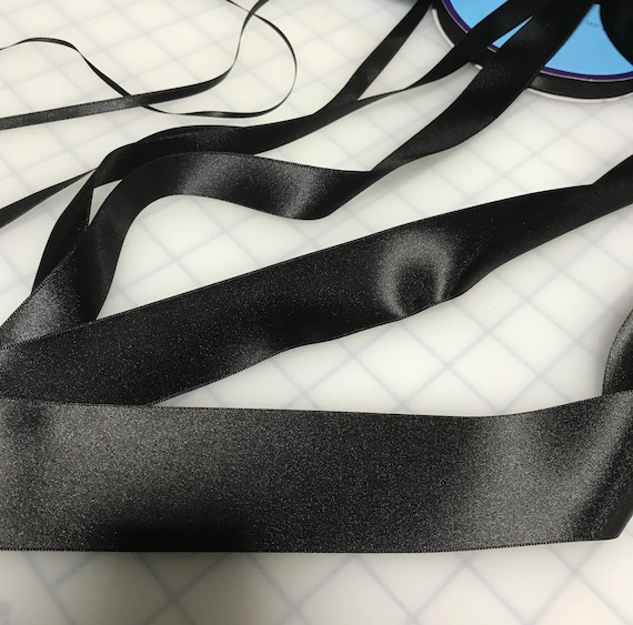 black none - Black Double Sided Satin Ribbon - Made in France (7 Widths to choose from)