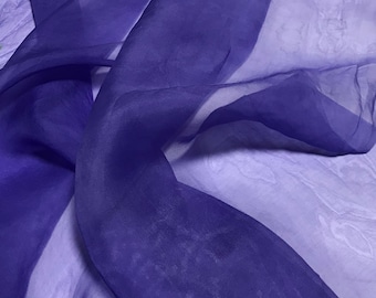 Hand Dyed IRIS PURPLE - Silk Organza Fabric