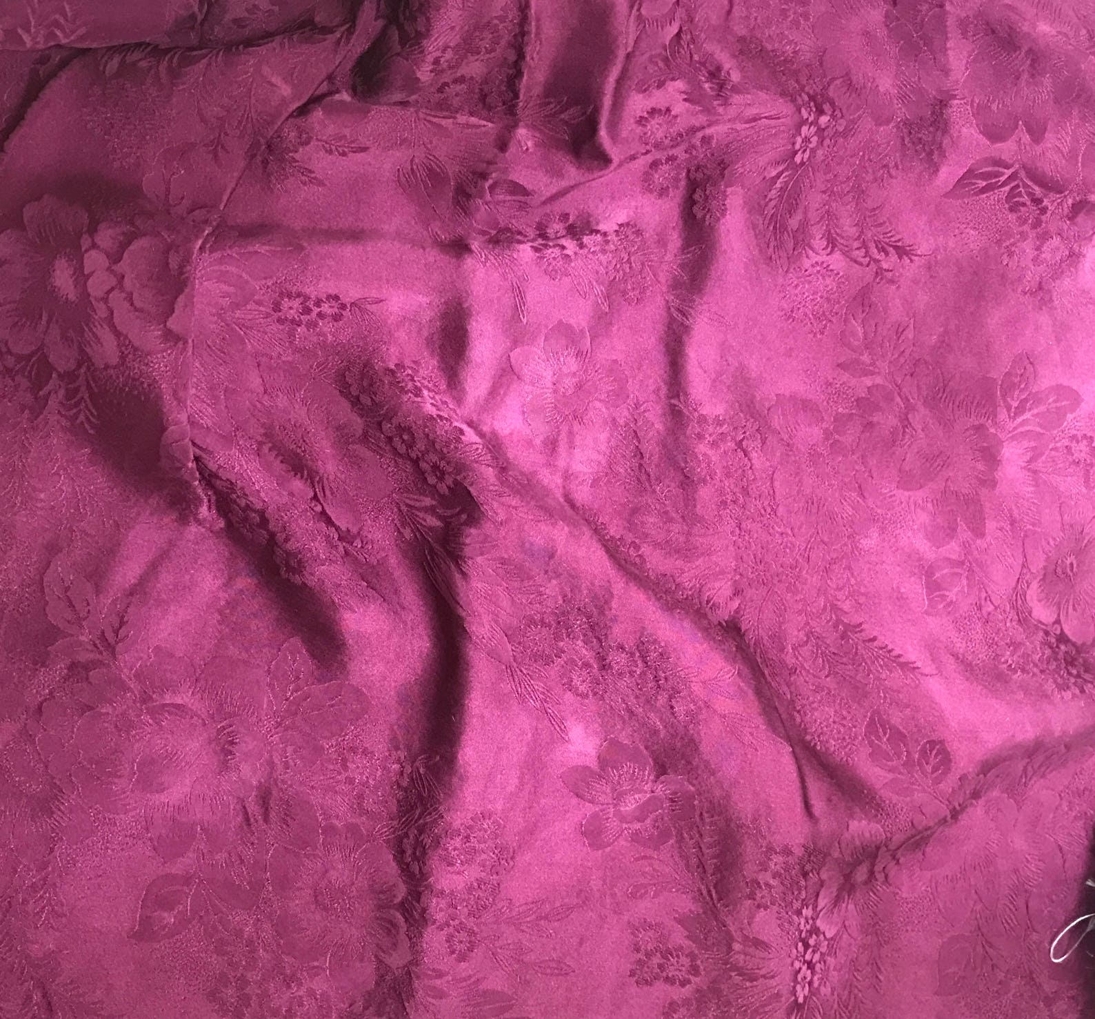 Hand Dyed Maroon FLORAL Silk Jacquard Fabric 1/4 Yard x | Etsy
