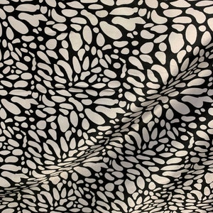White on Black Abstract Dots - Faux Silk Charmeuse Satin Fabric